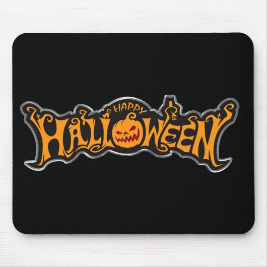 Frohes Halloween Ruby Eye Kürbis Silber Rahmen Mousepad (Vorne)