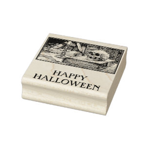 Frohes Halloween-Schädelbücher Gummi Briefmarke Gummistempel