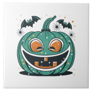 Frohes Halloween! Schnitze einen Kürbis! Fliese