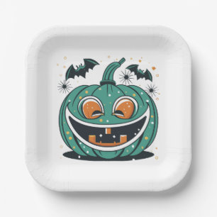 Frohes Halloween! Schnitze einen Kürbis! Pappteller