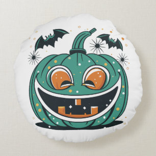 Frohes Halloween! Schnitze einen Kürbis! Rundes Kissen