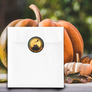 Frohes Halloween schwarze Hexe Runder Aufkleber