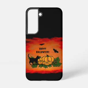 Frohes Halloween, schwarze Katze, Fledermaus und K Samsung Galaxy Hülle