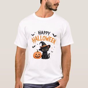 Frohes Halloween Schwarze Katze Hexe Süßes Hallowe T-Shirt