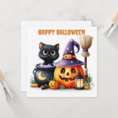 Frohes Halloween schwarze Katze Karte (Vorderseite/Rückseite Beispiel)