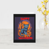 Frohes Halloween Schwarze Katze Karte (Gelbe Blume)