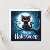 Frohes Halloween Schwarze Katze Karte (Vorderseite/Rückseite Beispiel)