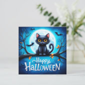 Frohes Halloween schwarze Katze Karte (Stehend Vorderseite)