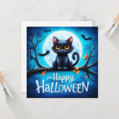 Frohes Halloween schwarze Katze Karte (Vorderseite/Rückseite Beispiel)
