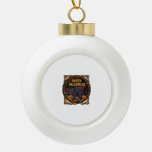 Frohes Halloween Schwarze Katze Kürbisse Knochen_1 Keramik Kugel-Ornament