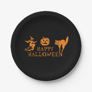 Frohes Halloween schwarze orange spooky Pappteller