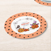 Frohes Halloween Schwarzer Vogel 2025 Runder Pappuntersetzer (Angewinkelt)