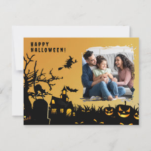 Frohes Halloween-Schwarzhexenfoto Postkarte