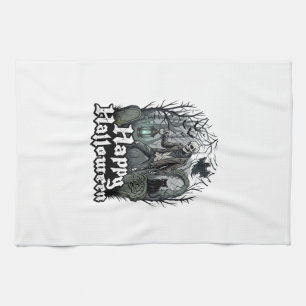 Frohes Halloween Skelett Laterne Schwarze Katze Fr Geschirrtuch