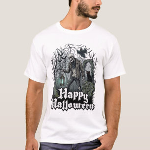 Frohes Halloween Skelett Laterne Schwarze Katze Fr T-Shirt