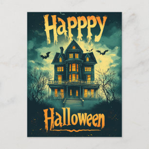 Frohes Halloween Spukhaus Feiertagspostkarte