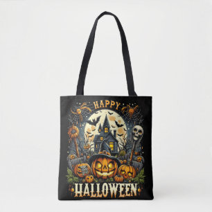 Frohes Halloween Spukhaus & Kürbisse Tasche