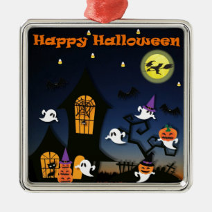 Frohes Halloween Spukhaus Ornament Aus Metall