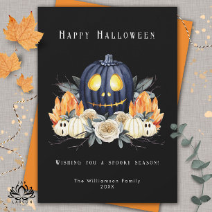 Frohes Halloween Spukiger Samhain Kürbisse Kristal Feiertagskarte