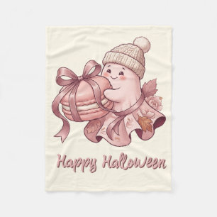 Frohes Halloween Süße Herbsternte Geist&Macaron Fleecedecke