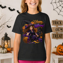 Frohes Halloween Süße Hexe Schwarze Katze Fliegend