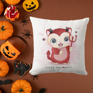Frohes Halloween Süße Kitty Teufel Spinne Fliegend Kissen