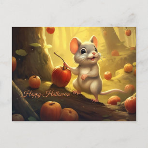 Frohes Halloween Süße Maus und Kürbisse  Feiertagspostkarte