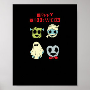 Frohes Halloween Süße Monster Schwarzes Wandposter Poster