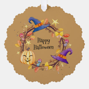 Frohes Halloween Süßer Kranz wie und Skelett  Ornament Karte