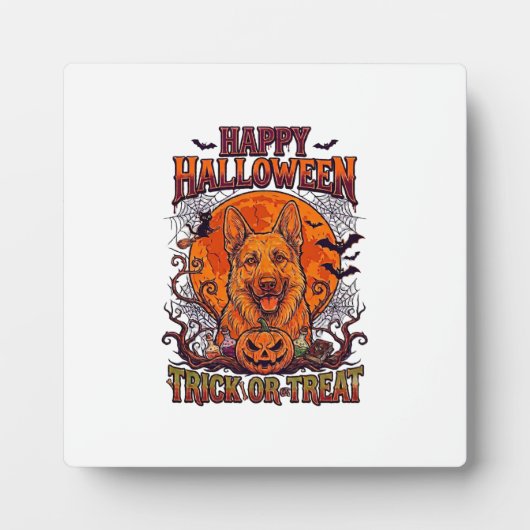 Frohes Halloween Süßes oder Saures Deutscher Schäf Fotoplatte (Vorderseite)