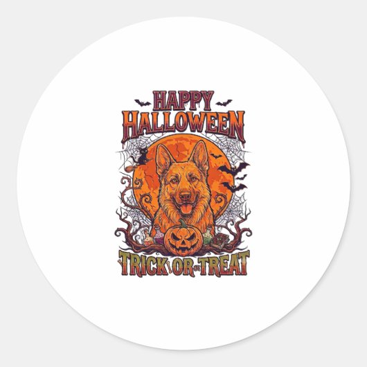 Frohes Halloween Süßes oder Saures Deutscher Schäf Runder Aufkleber (Vorderseite)