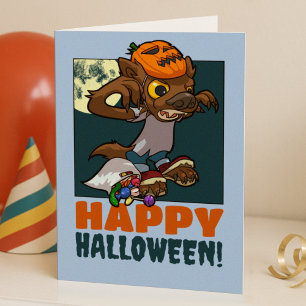 Frohes Halloween! Süßes oder Saures kleiner Werwol Feiertagskarte