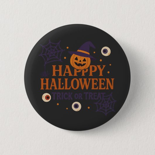 Frohes Halloween Süßes oder Saures Kürbis Hexe Button (Vorderseite)