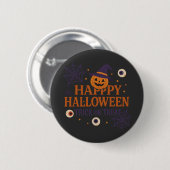 Frohes Halloween Süßes oder Saures Kürbis Hexe Button (Vorne & Hinten)