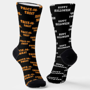 Frohes Halloween Süßes oder Saures Schwarz Orange Socken