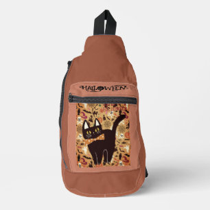 Frohes Halloween, süßes schwarzes Katzenmuster Crossbody Bag