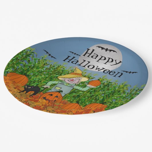 Frohes Halloween-Teller Pappteller (Schrägansicht)