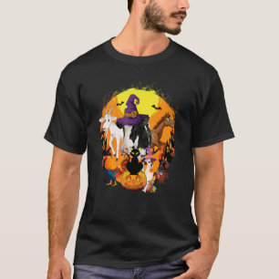 Frohes Halloween Tier Schwarze Katze Hund Kuh Sch T-Shirt