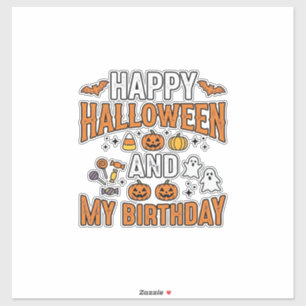 Frohes Halloween und mein Geburtstag Vintage Desig Aufkleber