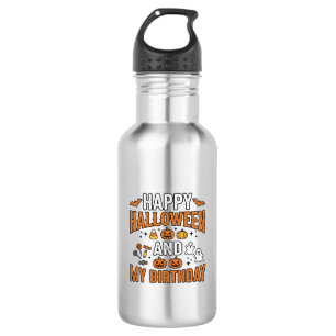 Frohes Halloween und mein Geburtstag Vintage-Desig Edelstahlflasche