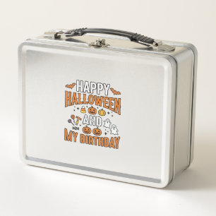 Frohes Halloween und mein Geburtstag Vintage Desig Metall Brotdose