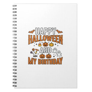 Frohes Halloween und mein Geburtstag Vintage Desig Notizblock