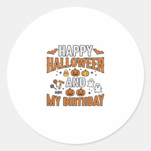 Frohes Halloween und mein Geburtstag Vintage Desig Runder Aufkleber