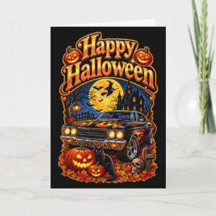Frohes Halloween Vintage Klassiker USA Muscle Car  Karte
