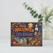 Frohes Halloween von Delaware-Kindern Postkarte (Stehend Vorderseite)