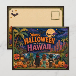 Frohes Halloween von Hawaii-Kindern Postkarte