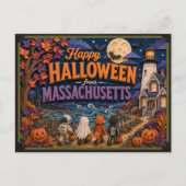 Frohes Halloween von Massachusetts-Kindern Postkarte (Vorderseite)