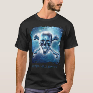 Frohes Halloween. Weltraum-Schädel T-Shirt