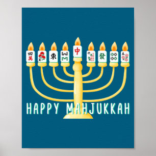 Frohes Hanukkah Mahjong Menora Mahjukkah Chanukka Poster
