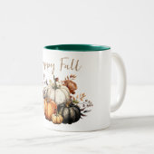 Frohes Herbst Blume und Pumpkins Wasserfarbe Herbs Zweifarbige Tasse (VorderseiteRechts)